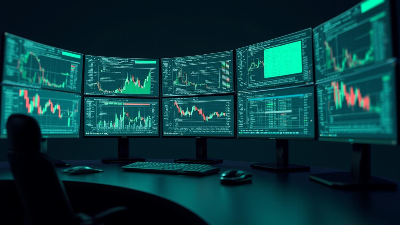Advanced dark-mode trading dashboard showing live P&L, signal heatmaps, and sentiment trends