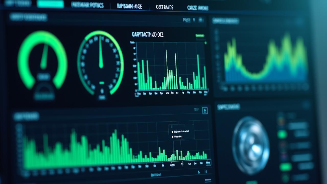 Real-time manufacturing analytics dashboard showing OEE scores and maintenance alerts