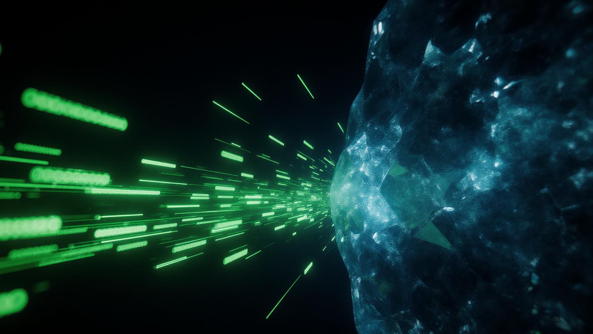Abstract digital data streams radiating intelligence